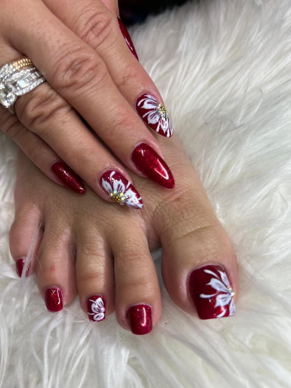 Ruby Hibiscus Bridal Mani-Pedi Set